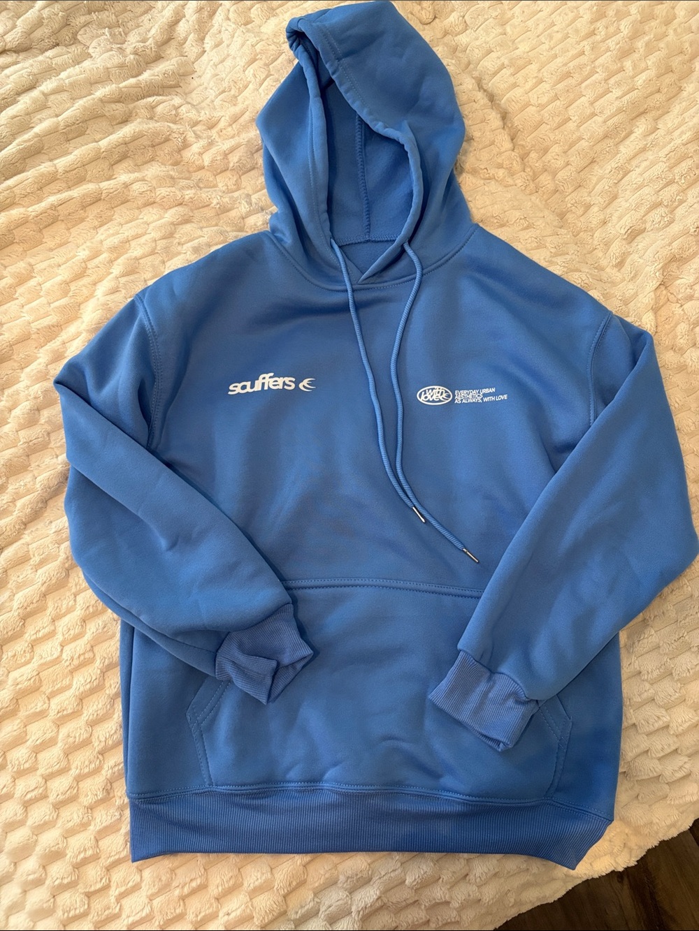 Blue Sculffers Logo Hoodie - Women's Pullover Sweatshirt